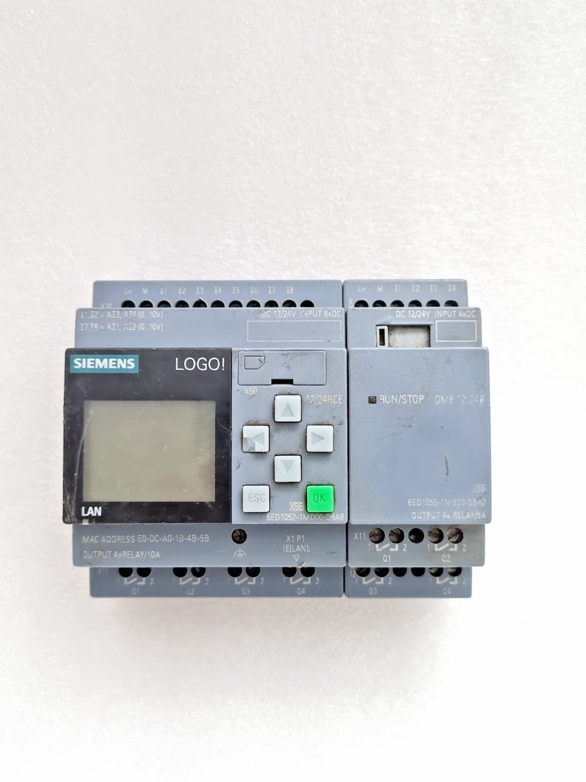 Siemens 6ED1052-1MD00-0BA8 Logo Plc With 6ED1055-1MB00-0BA2 Expansion Module